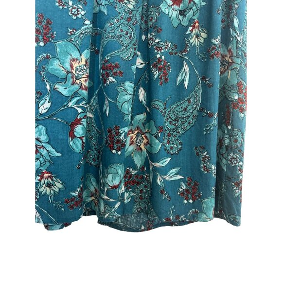 NWT Band Of The Free Large In Floral Print Boho Teal Red Aqua Maxi Skirt - Picture 7 of 16